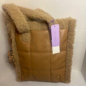Jill & Ally Quilted Faux Shearling Trim Tote